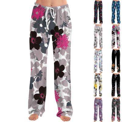 Damen Allover Printed Home Pants Schlafanzughose Lange Hose Pyjamahose Yogahose