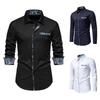 Frühlings Herrenmode Dreiecksausschnitt Kaschmirblume Colorblock Langarmhemd für Herren Hemden (Herren)