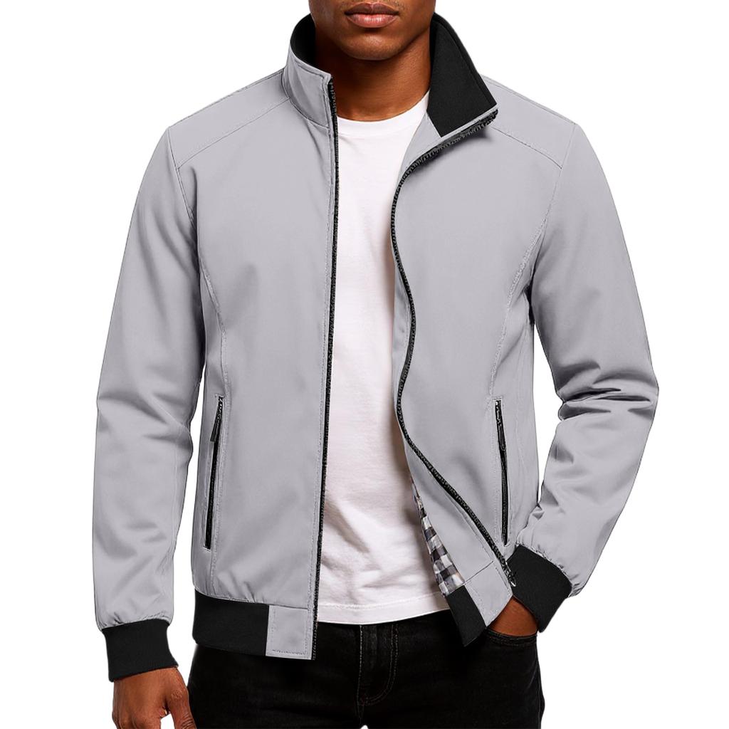 Men's Relaxed-Fit Casual Workwear Baseball Jacket Long-Sleeve Outerwear