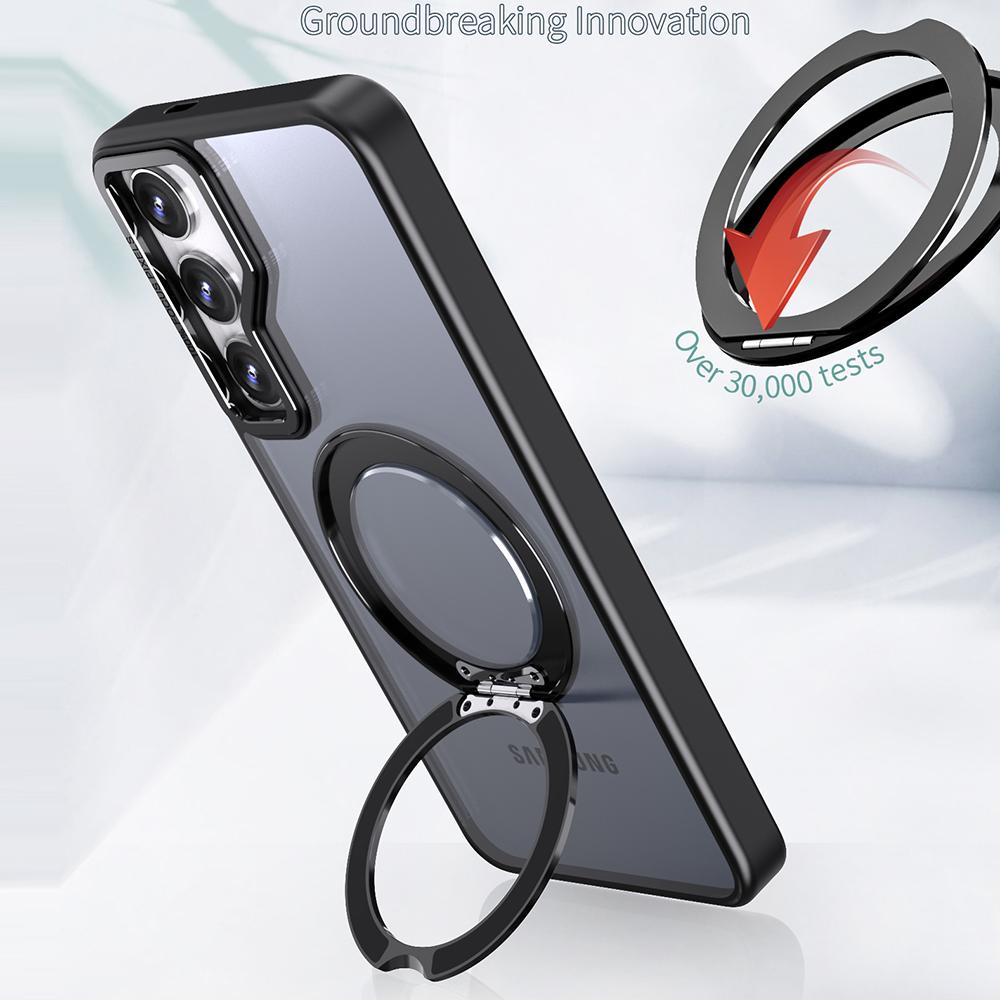 For Samsung Galaxy S25+ Case Rotating Magnetic Kickstand Acrylic+TPU Shockproof Phone Cover
