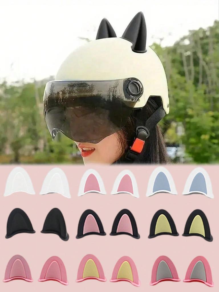2Pcs 3D Cute Cat Ears Helmet Decoration - Cartoon Accessories for Motorcycle, E-Bike, Scooter, Bicycle Helmet, Fun & Fashion Dec