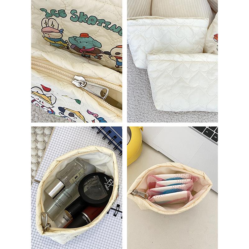 Cute Cartoon Printed Ladies Cosmetic Bag Love Quilting Women's Small Storage Bags Sweet Portable Female Clutch Purse Handbags