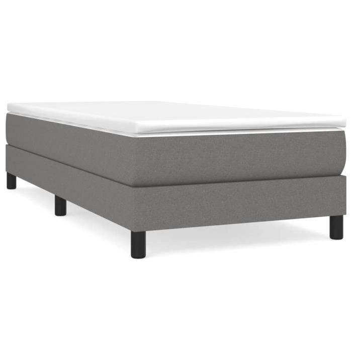 3144054 vidaXL Lit à sommier tapissier avec matelas Gris foncé 100x200cm Tissu