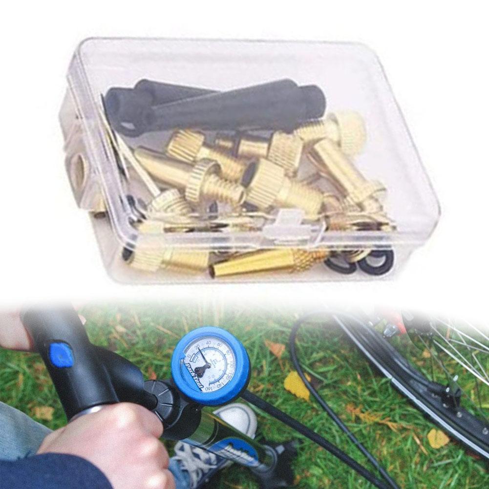With An Organiser Box Bike Valve Adaptor Yellow Copper