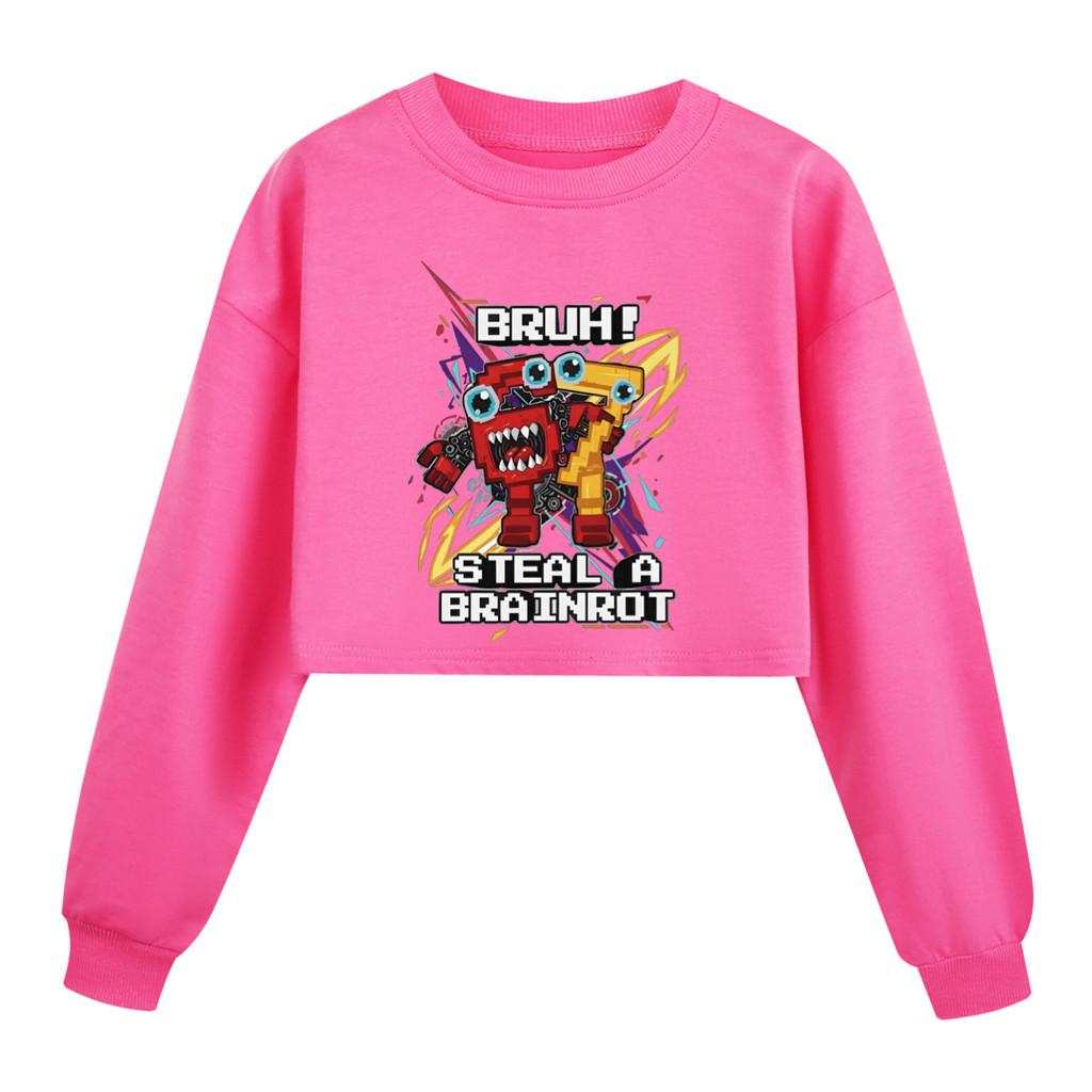 

5227 Kids Girls Steal a Brainrot 67 Six Seven Printed Casual Long Sleeves Round Neck Sweatshirt Top 170cm розы красного