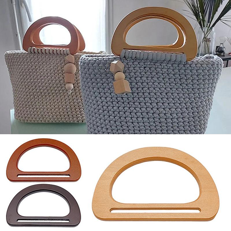 D-Form Holz Tasche Griff Ring DIY Ersatz Handtasche Tote Griffe Geldbörsenrahmen Taschenriemen Gepäck Handgefertigte Taschenzubehör