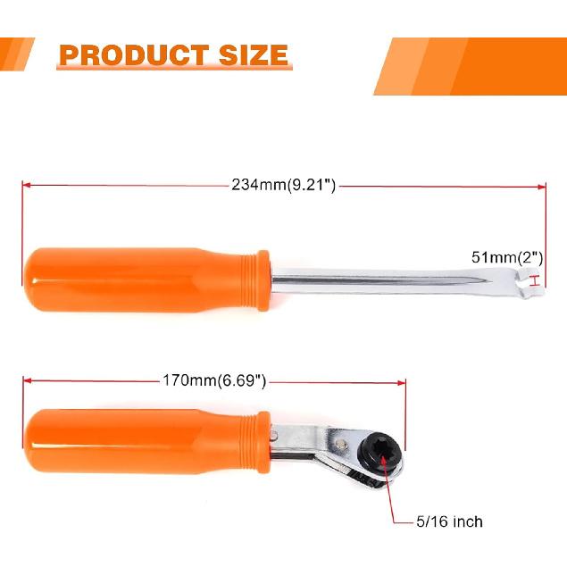 BARTOO 2PCS Automatic Slack Adjuster Tools, 5/16'' Double Square Ratcheting Wrench & Fork End Release Tool, Brake Adjustment Tool For Semi Truck,