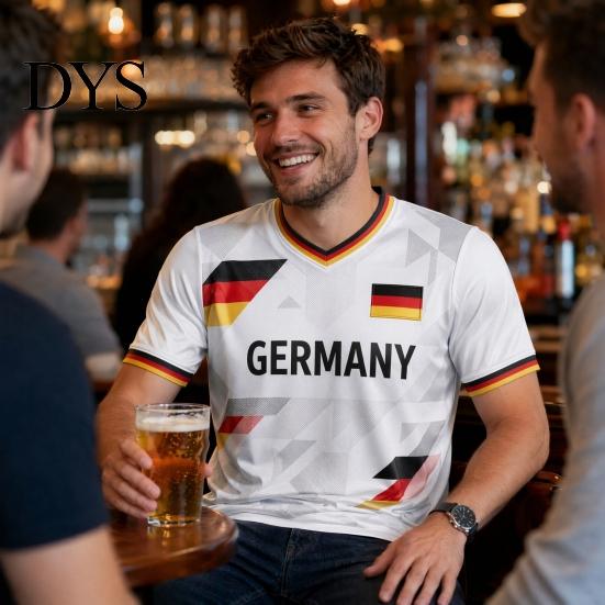 Camiseta de Animación de Fútbol 2026 para Hombre Alemania, Camiseta para Aficionados, Camiseta de Aficionado con Cuello en V Bandera Alemana, Camiseta Elegante con Símbolo para Camiseta Nacional de Fútbol