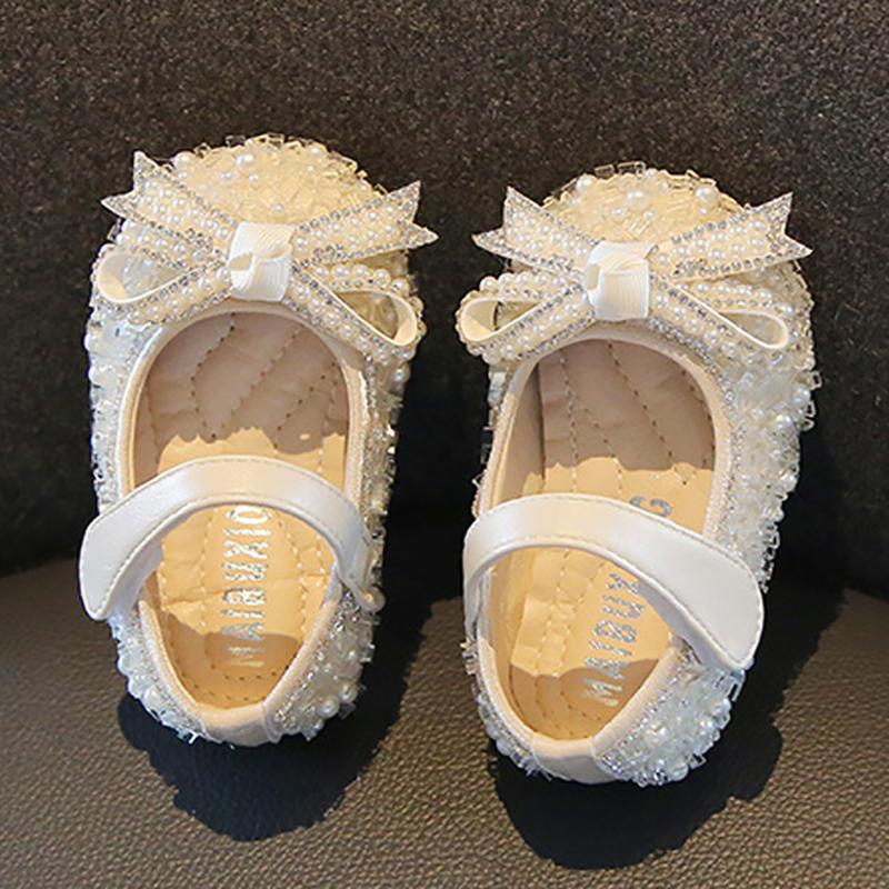 Children Clothing Yulin-001 Girls First Walker Baby Shoes Bowknot Single Shoes Pearl Birthday Present Princess Little Shoes Baby Kids Wedding Shoes Cm
