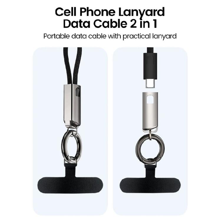 Phone Lanyard Data Cable Quick Charging PD65W USB C To Type C Short Cable 16CM with Keychain Hook Efficient Power Supply