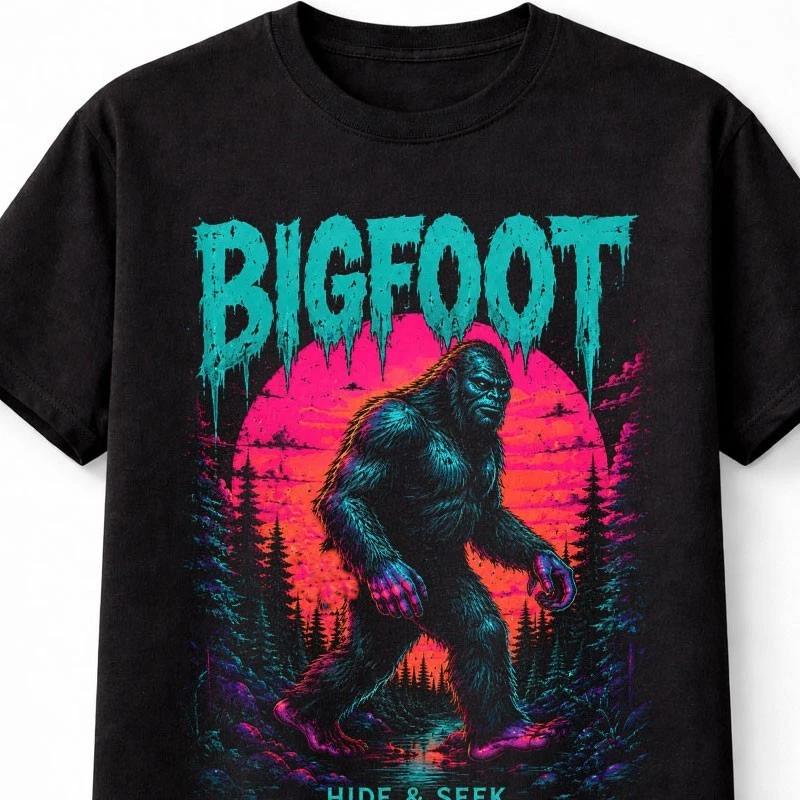 Bigfoot Hide And Seek World Champion Sasquatch Retro Unisex TShirt S