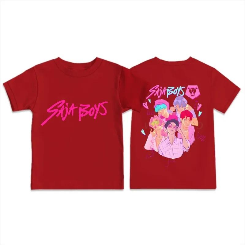 

Saja Boys Tshirt Anime Kpop Demon Hunters Kids T-shirts Children s Clothing New Summer Casual Boys Girls Short Sleeve Tops 170cm красный