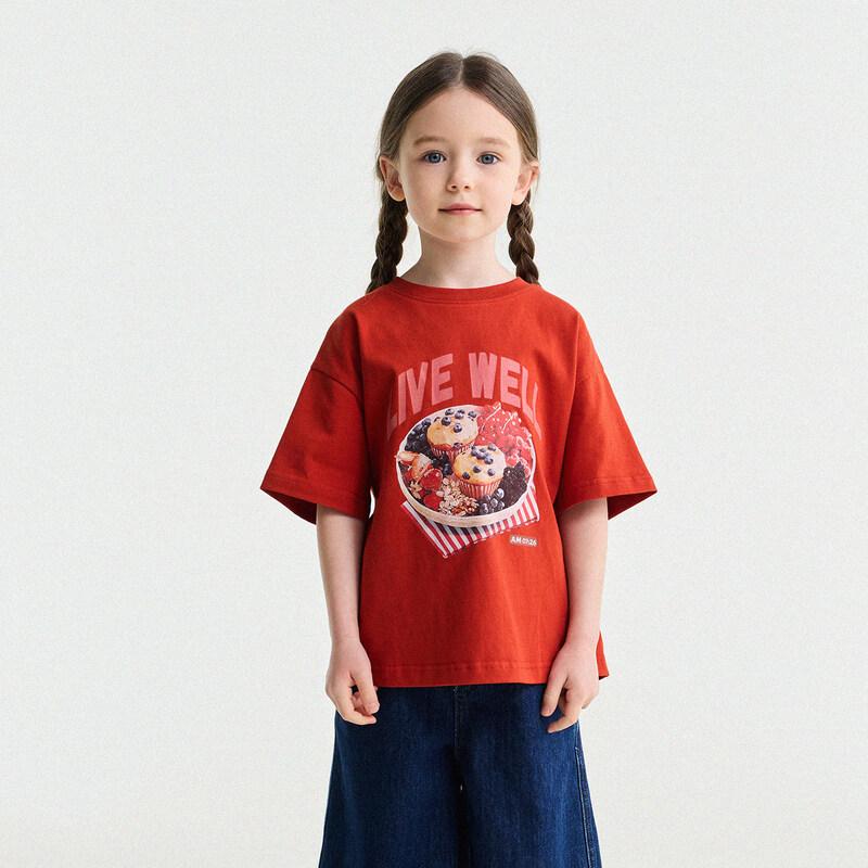 Yun er Ma Girls  Summer Pure Cotton Cartoon T-Shirt (Original Illustrator Collaboration) 130