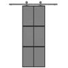 Sliding Door Black 76 X 205 Cm Tempered Glass and Aluminum