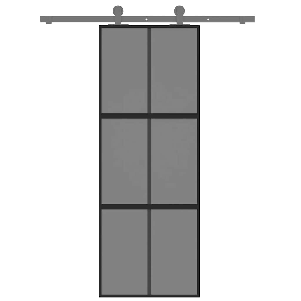 Sliding Door Black 76 X 205 Cm Tempered Glass and Aluminum