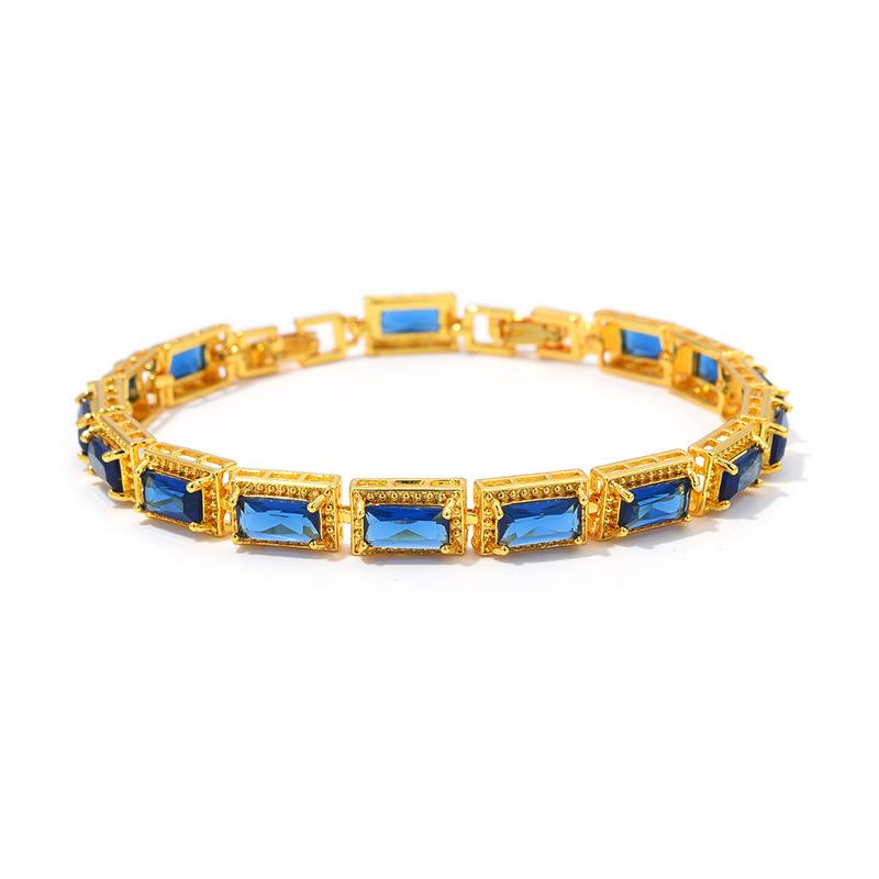 Light Luxury Square Multi-Colored Zircon Inlaid Bracelet, Women'S Silver-White Jewelry, Bridal Jewelry.