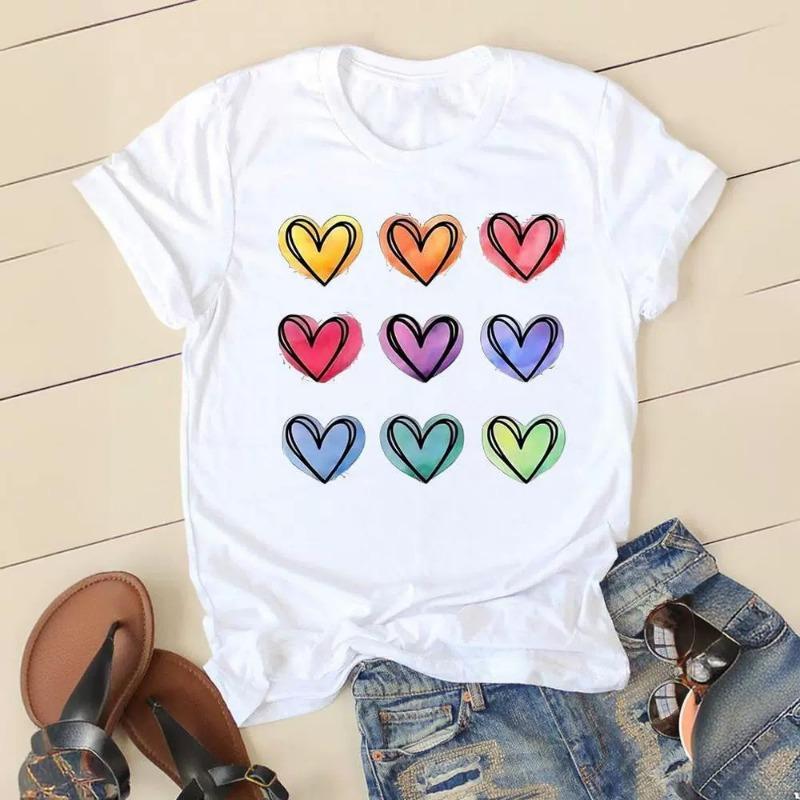 Love Simple Printed European and American Clothing Shirt Short Sleeve T-shirt Tops Oversized T Shirt Women Clothes