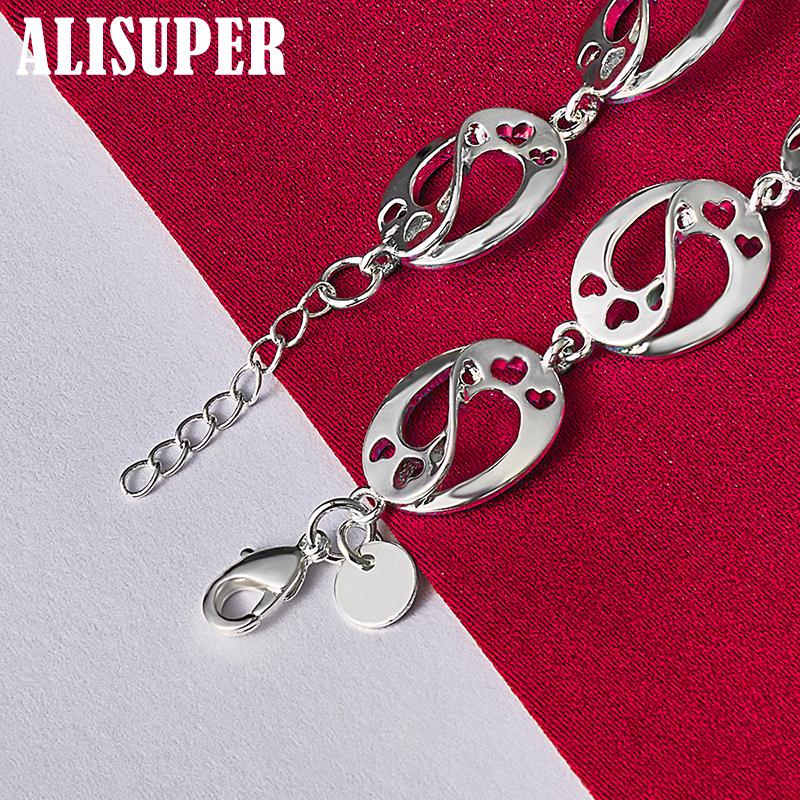 Bracelet chaîne en argent sterling 925 avec cœur d'amour
