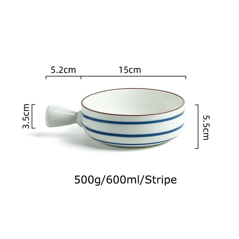 6 inch Porcelain Baking Plate with Handle Dessert Bowl Ramekin Baker Dinner Plate Pasta Dishes Microwave Oven Safe Dinnerware