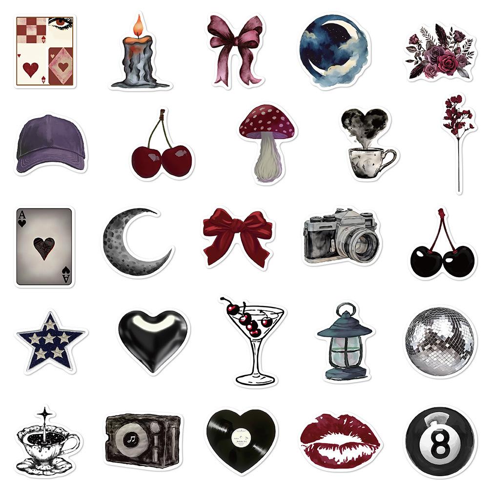 50pcs Downtown Y2K Girls Black Purple Aesthetics Graffiti Stickers DIY hone Guitar Laptop Suitcase Waterproof Sticker Kids Toys