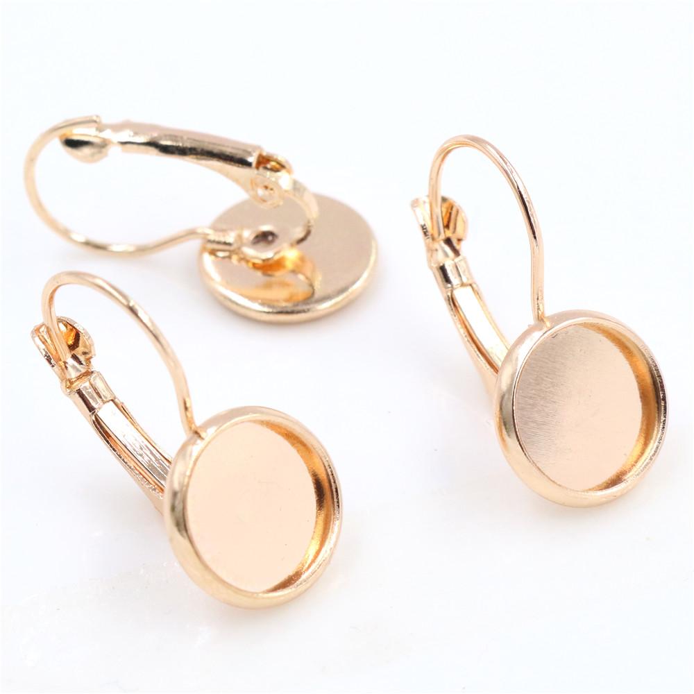10mm 10pcs 9 Colors Plated French Lever Back Earrings Blank/Base,Fit 10mm Glass Cabochons,Buttons;Earring Bezels