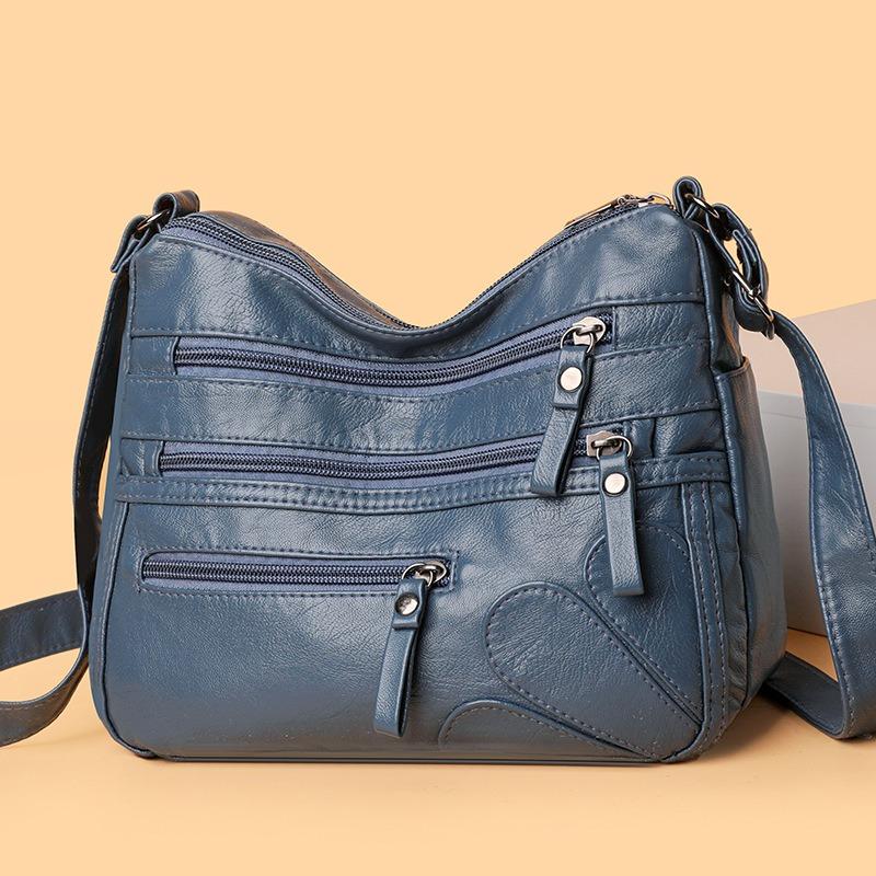 New washed leather women's bag shoulder bag soft leather large capacity women's messenger bag