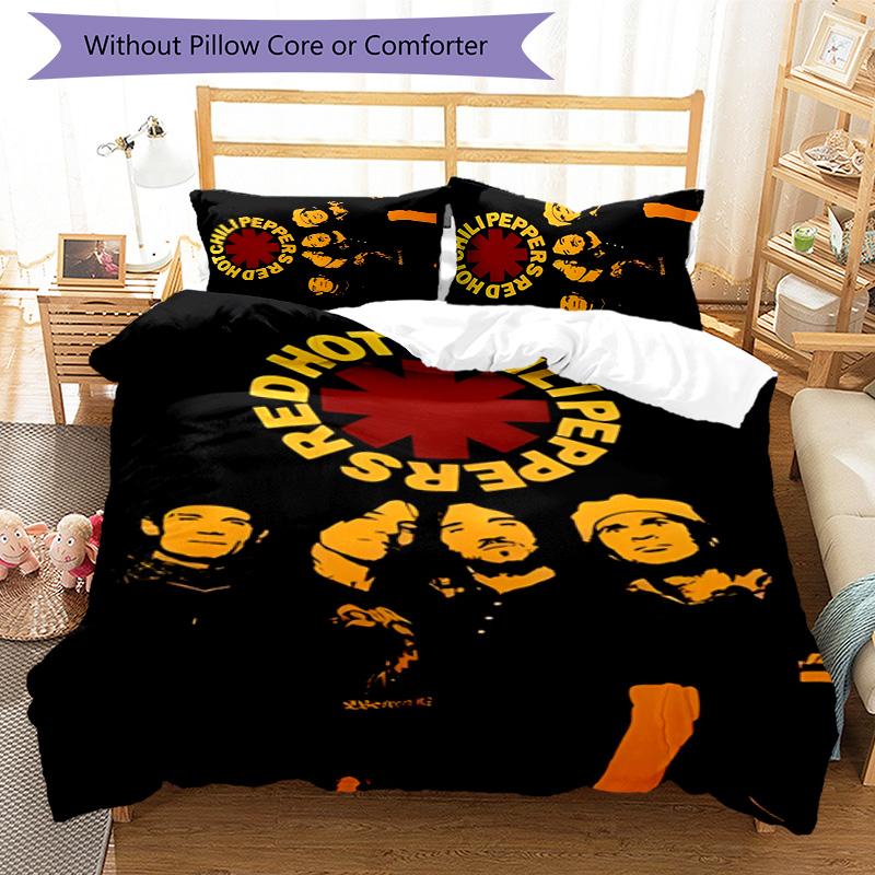 Red Hot Chili Peppers 3pcs Bedding Set Duvet Cover Closure Includes 1 Duvet Cover & 2 Pillowcases for All Seasons Bedroom Home Dorm Decor