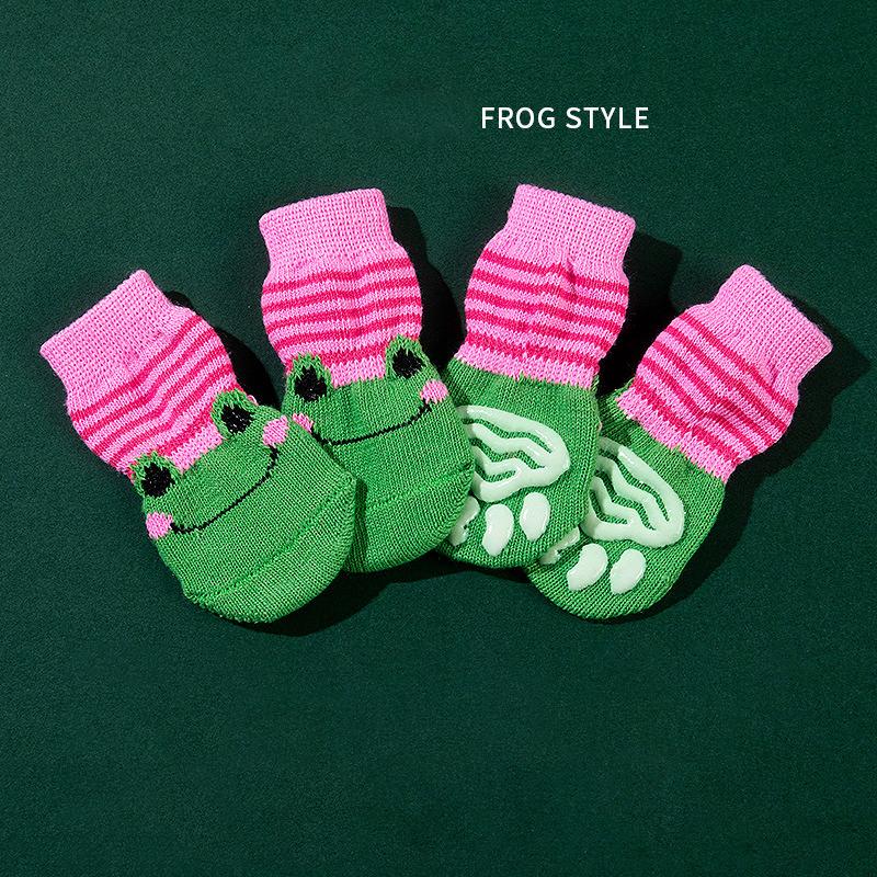 

Носки для питомцев Высокое качество Нескользящая подошва Чехлы на лапы для собак Носки для собак Тедди корги Товары для кошек 4 шт. L 3.5x9CM