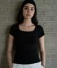 Dear Me Slim Fit Square Neck T-Shirt [Black]