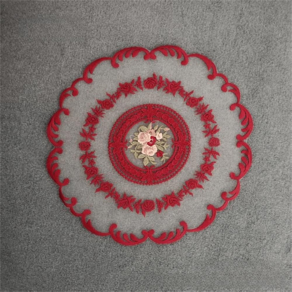 Elegant Lace Trim Embroidered Table Cover White Hollow Lace Table Cloth Round Doily Coffee Coaster Home Decor
