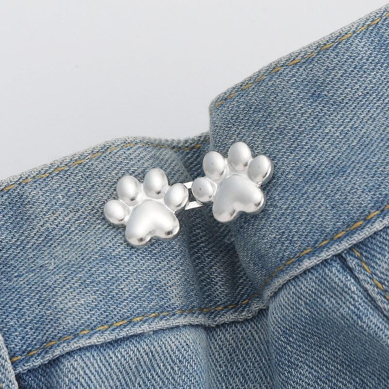 

Cute Cat Claw Tighten Waist Buckle Metal Brooches Pins Clip Adjustable Snap Button Jeans Buttons Detachable Clothing Accessories серебряный