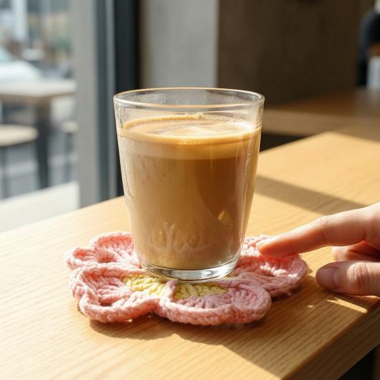 Absorbent Tableware Pads Handmade Crochet Flower Coasters for Drinks, Thermal Insulation Table Mat Unique Tabletop Decorations Coffee Mugs And