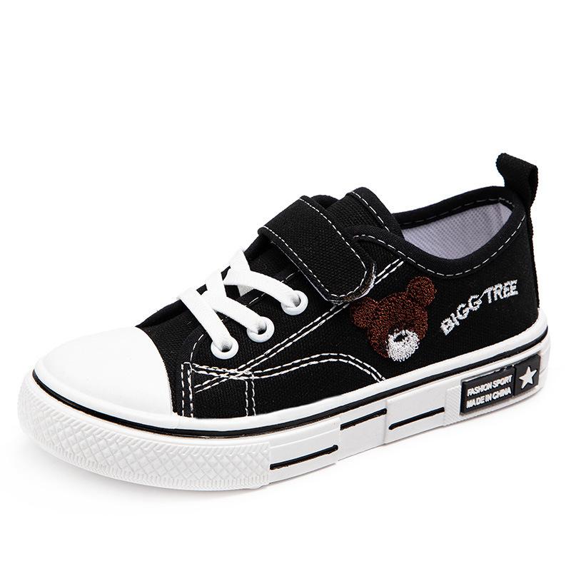 Low-top Solid Soft-soled Casual Shoes for Children In Spring, New Styles for Boys and Girls, Breathable Cartoon Embroidered Canvas Shoes