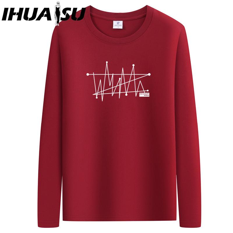 IHUASU Spring and Autumn Men's Long-sleeved T-shirt Men's O-collar Bottoming Shirt Men's Top Clothes T-shirts