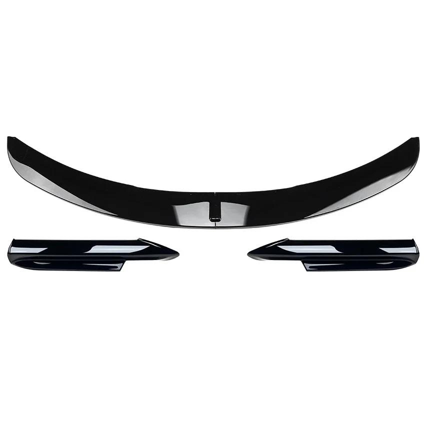 Glossy Black Car Front Bumper Splitter Lip For BMW E90 E91 335i 335d 330d 330i 325i M-Tech 2005-2008 Carbon Look Guard Protector Gloss Black