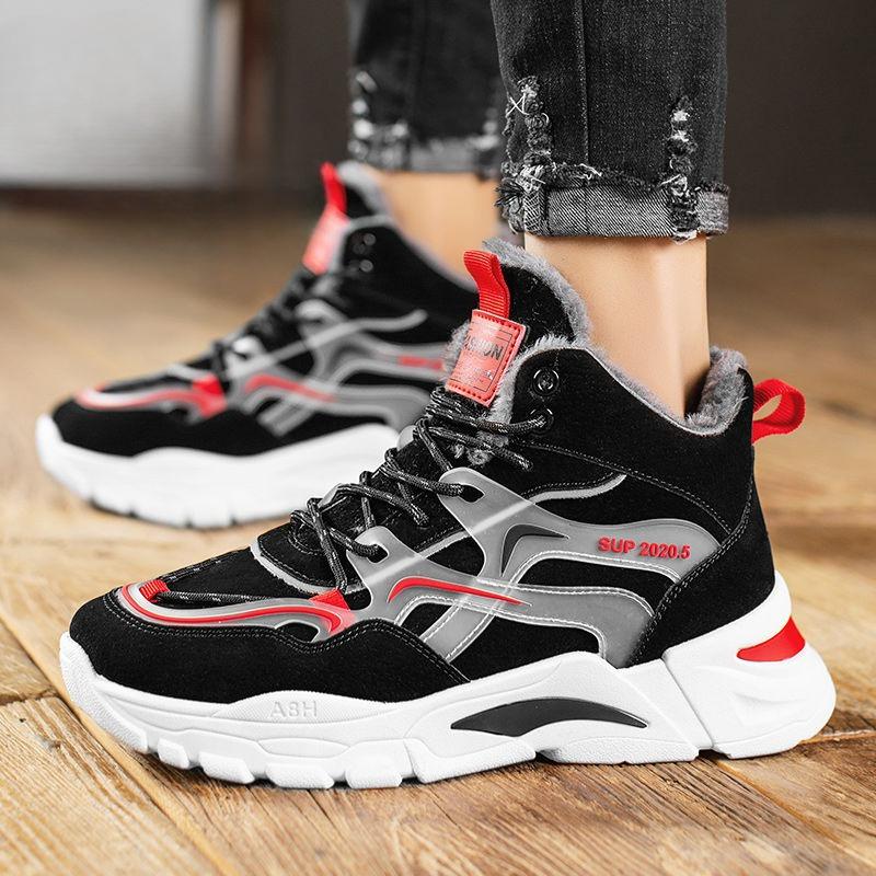 Youth Students Men's Winter New Arrival High Top Warm Snow Boots Thickened Fleece Lined Cotton Sports Shoes All Match Durable
