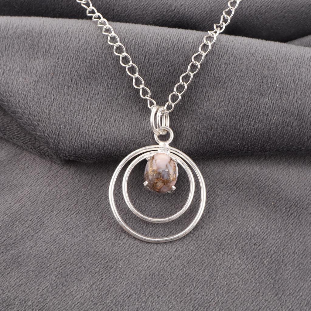 Pink Copper Turquoise Handmade Gemstone Pendant, 925 Sterling Silver Pendant Wonderful Jewelry, For Engagement Gift