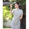 Blue New Chinese Cheongsam Pinched Waist Temperament Dress Fresh Small 1011 New Improved Young Girl