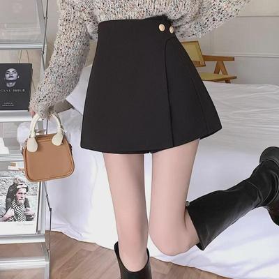 Women's High-Waist Irregular A-Line Skort for Spring & Autumn - 2023 Collection In Black