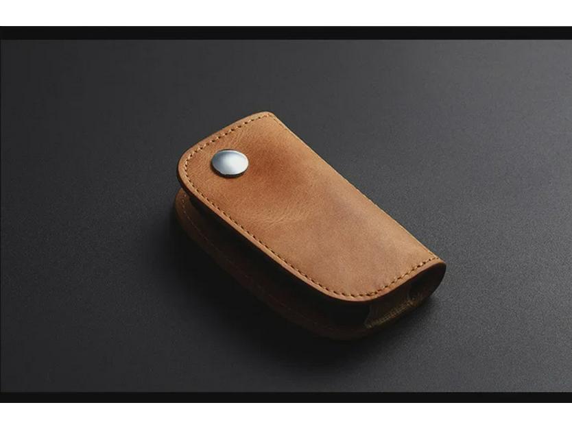 Genuine Leather Key Cover for BMW & Mercedes-Benz - Oil Wax Cowhide Protective Case