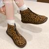 Leoparden Flats Damen Fad Stiefeletten Designer Reißverschlüsse Wildleder Freizeitschuhe 2025 Trend Neue Marke Komfort Goth Winter Botas De Mujer