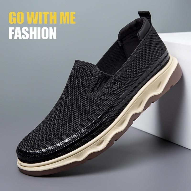 2025 New Men's Fly-woven Casual Shoes Men's One-pedal Comfortable Mesh Lazy Shoes Soft-soled Breathable Board Shoes Men