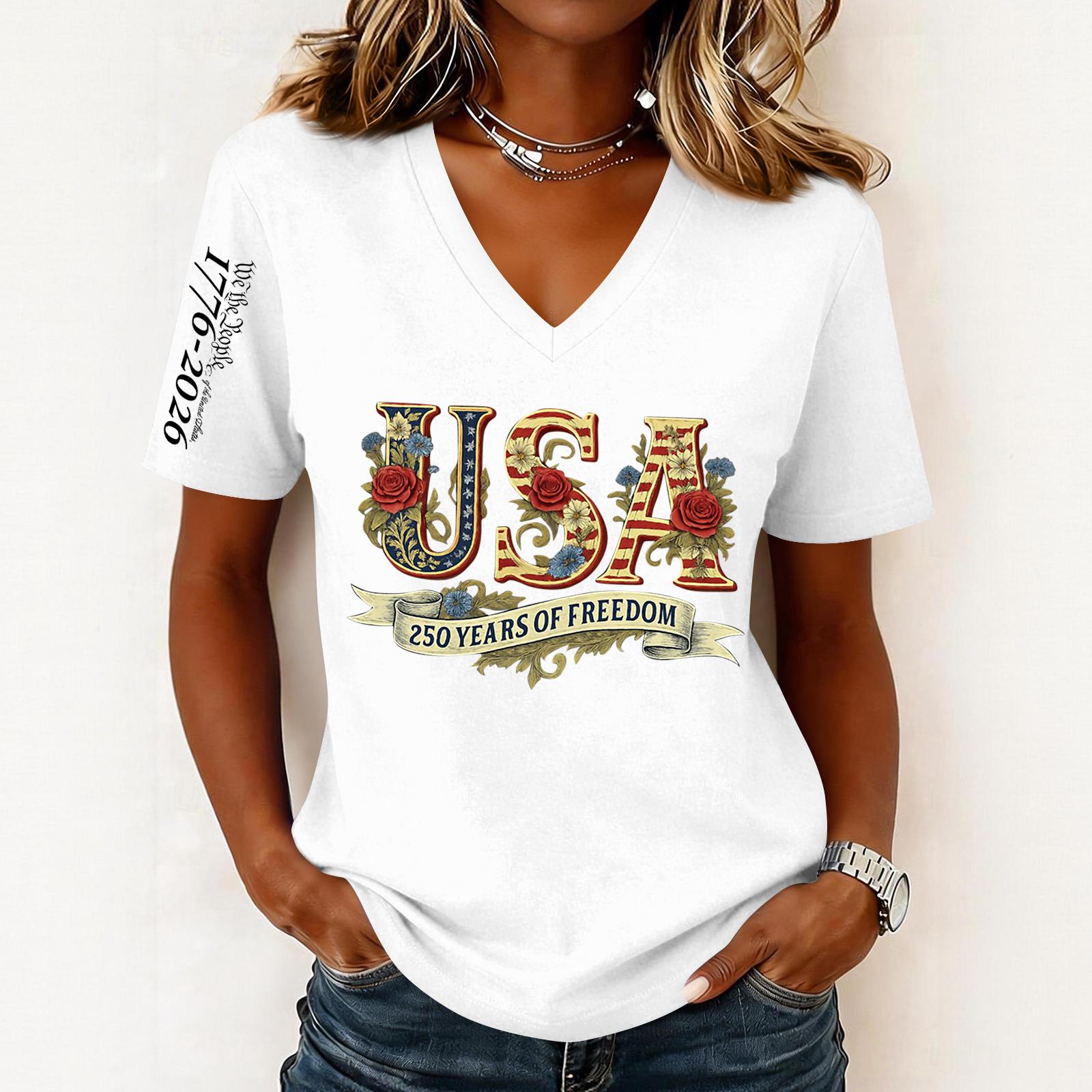 

Women s Fashion Casual Short-Sleeve Printed V-Neck Pullover Top XL білий