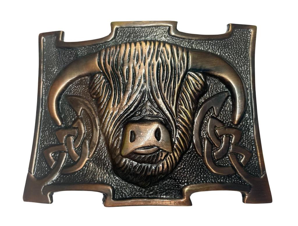 Scottish Kilt Belt Buckle Brass Mirror Shine Celtic Antique Design Sporran