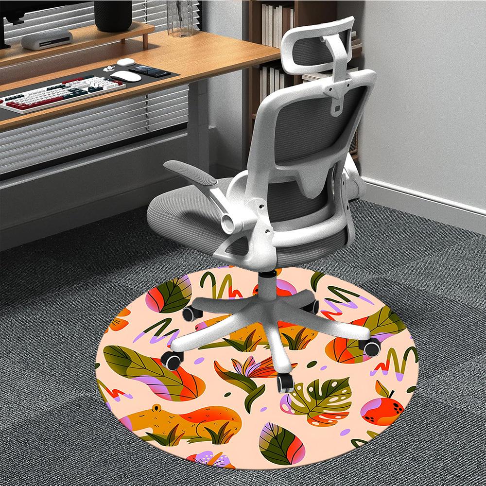 

1pc Jungle Animals Office Round Rug, Non-slip, Soft and Durable Office Rug for Interior Decoration, Perfect for Office, Beautiful Decoration yy2603230 80cm by 80cm
