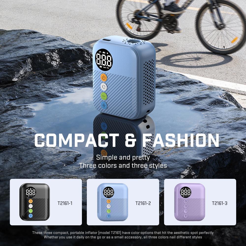Carsun Portable Mini Electric Bike Pump, Wireless Tire Inflator with 150Psi Max Pressure, 480Mah Battery & Digital Display