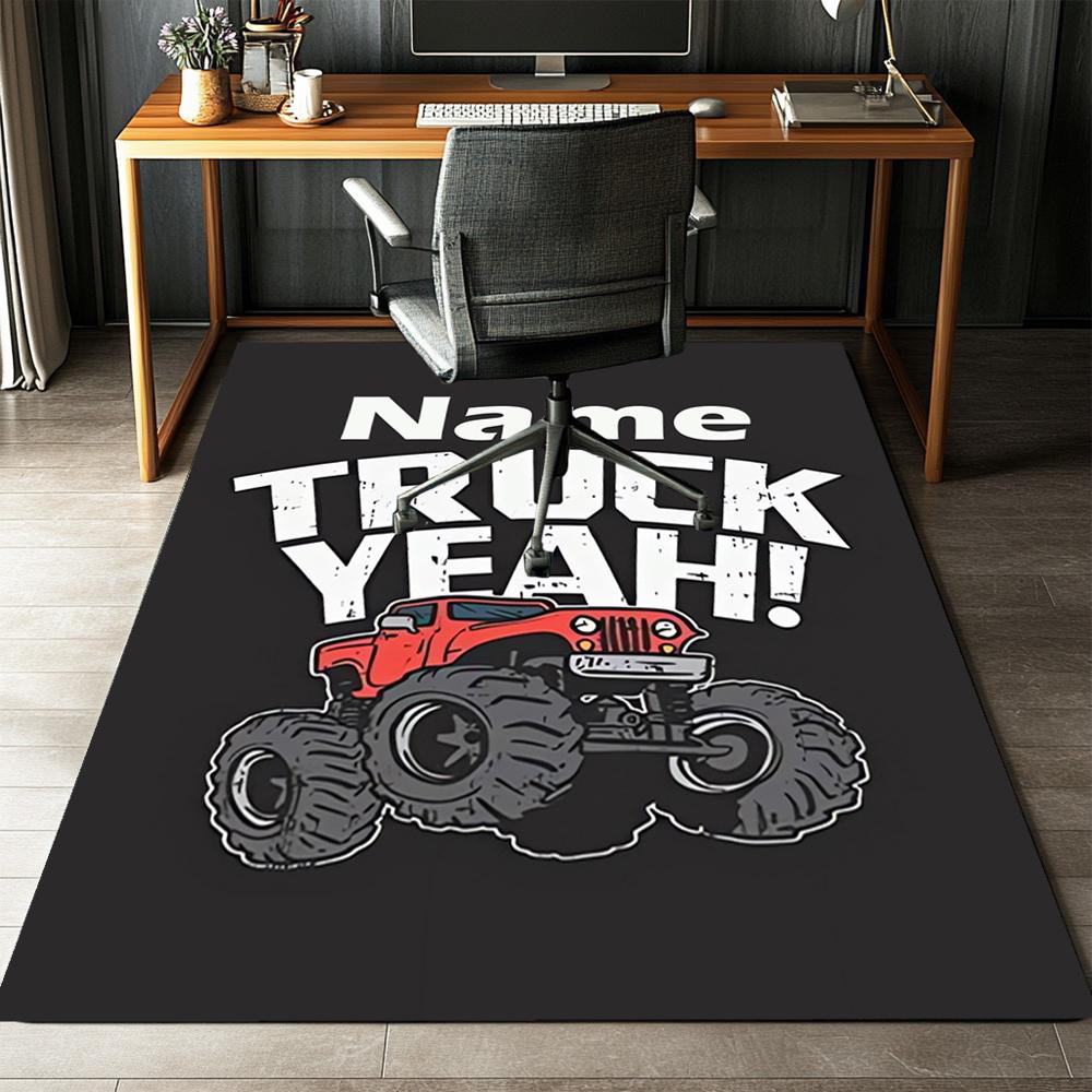 Custom Name Truck Printed Carpet,Rug for Office Chair Living Room Bedroom Kitchen Room Decor Gifts.