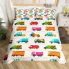 Truck Excavator Duvet Cover Set Queen Size for Kids Nursery Cartoon Tractor Engineering Vehicle Construction Theme Bedding Set