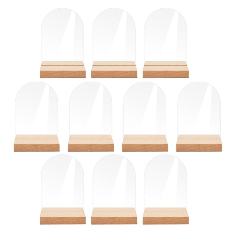 10pcs Acrylic Table Sign Holder with Wooden Base Number Place Card Holder Stand