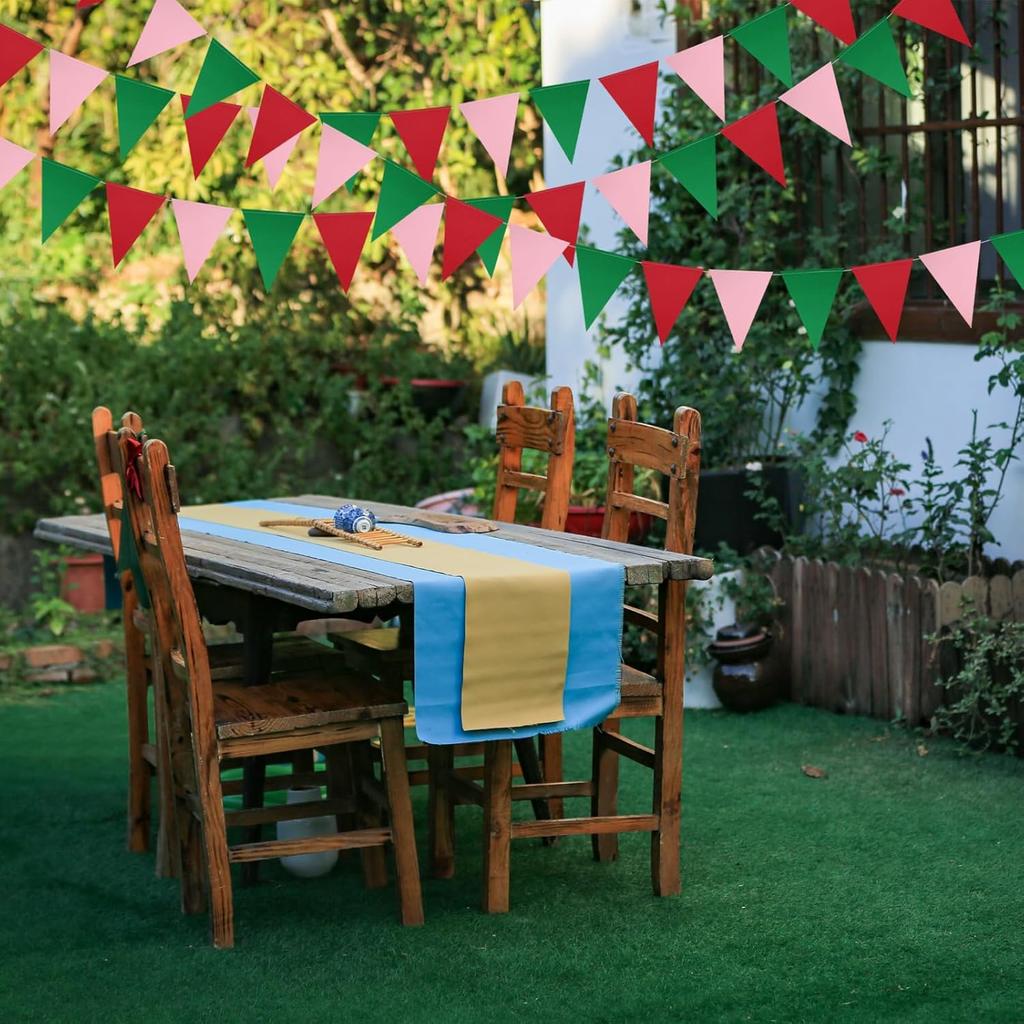 Meetppy 3 Pack Strawberry Party Decorations Red Pink Green Double Sided Paper Glitter Pennant Banner Paper Triangle Flags Bunting Hanging Decoration